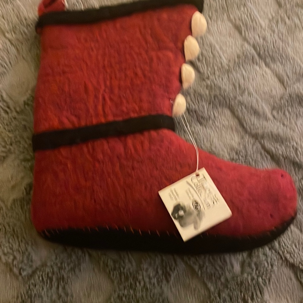 New with tags Wool Felt Santa’s Boot. Great stocking for Christmas.